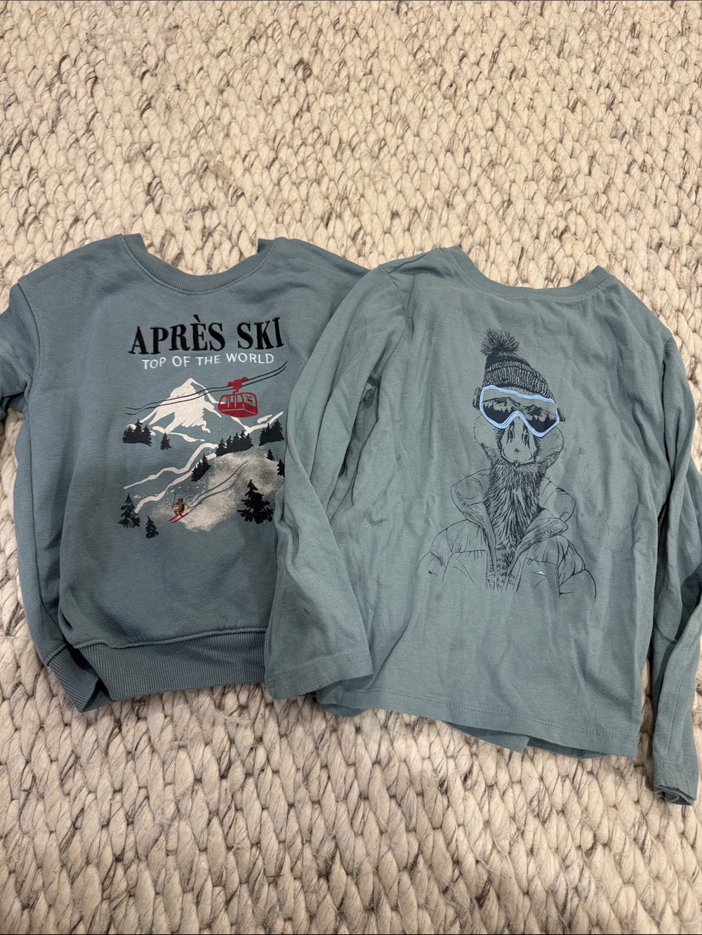 Cat & Jack Sage Green Long Sleeve 'Après Ski' Graphic Tee
